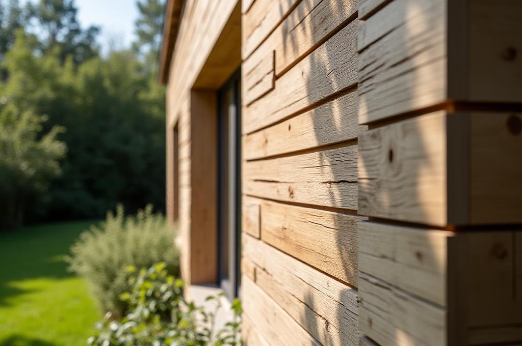 Detailed view of the modern timber house exterior